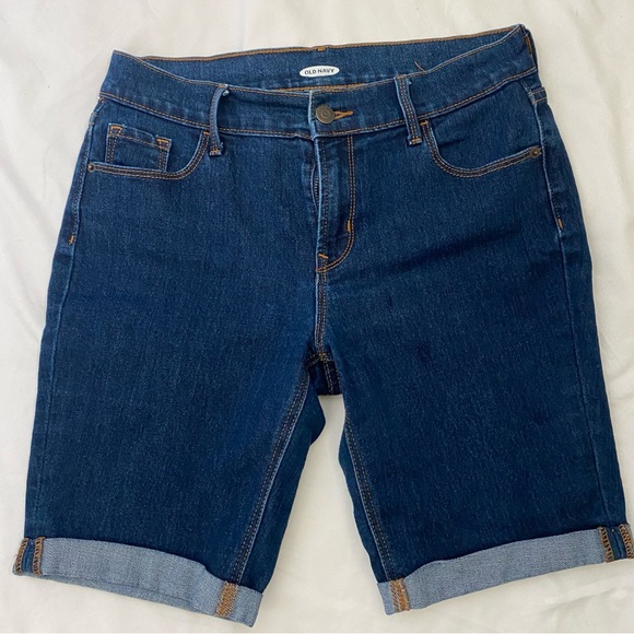 Old Navy Pants - Old Navy Dark Blue Denim Bermuda Shorts with Rolled Cuffs, Size 2